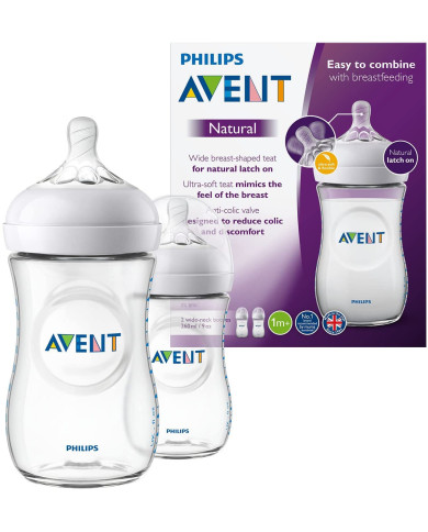 PHILIPS AVENT NATURAL BUTELIUKŲ RINKINYS, 260 ML, 2 VNT., BALTAS 