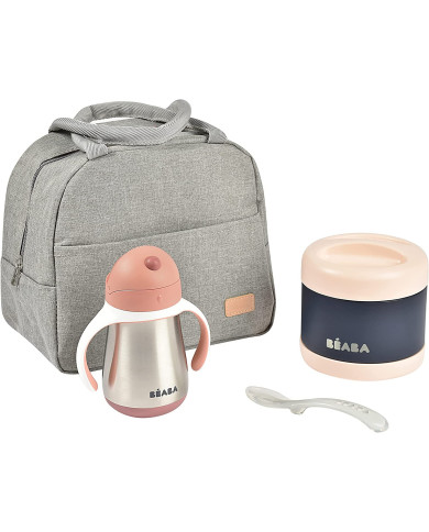 BEABA KELIONINIS PIETŲ RINKINYS ON-THE-GO, OLD PINK