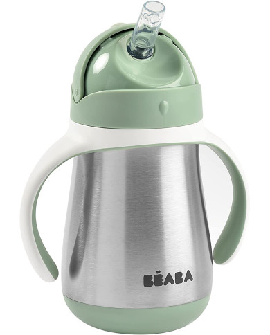 BEABA METALINĖ GERTUVĖ SU ŠIAUDELIU, 250 ML,  SAGE GREEN