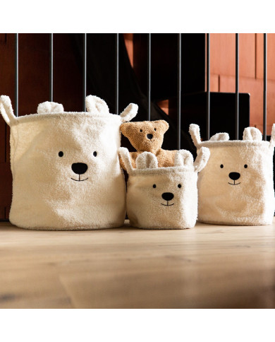 CHILDHOME DAIKTŲ LAIKYMO 3 VNT. KREPŠIŲ RINKINYS TEDDY, WHITE