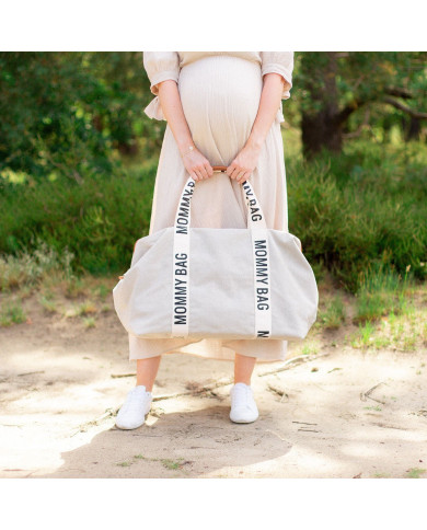 CHILDHOME DIDELIS MAMOS REIKMENŲ KREPŠYS MOMMY BAG SIGNATURE, CANVAS – OFF WHITE