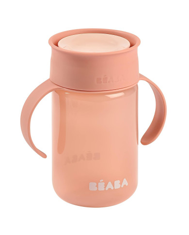 BEABA 360 LAIPSNIŲ KAMPU BESISUKANTIS, NEIŠSILIEJANTIS MOKOMASIS PUODELIS, PINK
