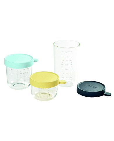 BEABA 3 VNT. STIKLINIŲ INDELIŲ RINKINYS (150/250/400 ml)