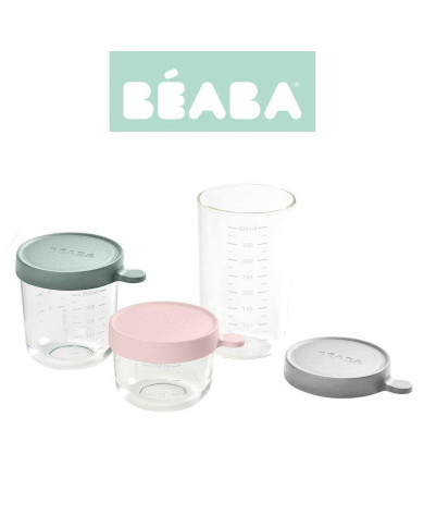 BEABA 3 VNT. STIKLINIŲ INDELIŲ RINKINYS (150/250/400 ML)